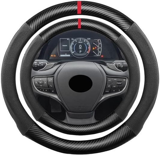 Suede Carbon Fiber Steering Wheel Cover, Compatible with Lexus ES LS is UX NX LC RX GX LX 15 inch Soft SuedeTouch Leather Sport Non-Slip Automotive Interior Accessories