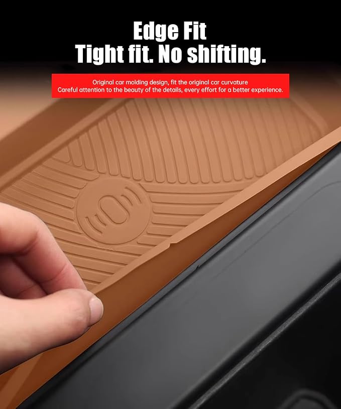 Center Console Storage Box for 2022-2024 Land Rover Defender 90 110 130 Wireless Charging Mat Cup Holder Interior Storage Silicone Mat Tuning Supplies Accessories (2022-2024 Defender (Brown))