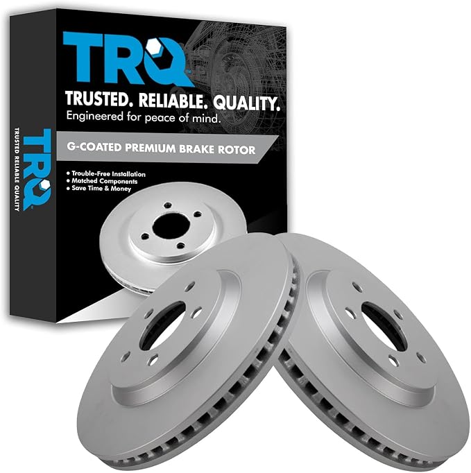 TRQ Front Brake Rotors Set Vented Premium G-Coated Compatible with 2005-2014 Ford Mustang