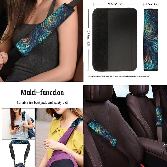 Colorful Geometric Fade Car Seat Cover Universal 13pc Rhombic Ceramic Tile Front Back Seat Covers Bucket Seat Cover for Car, SUV & Truck Car Decor&Coaster