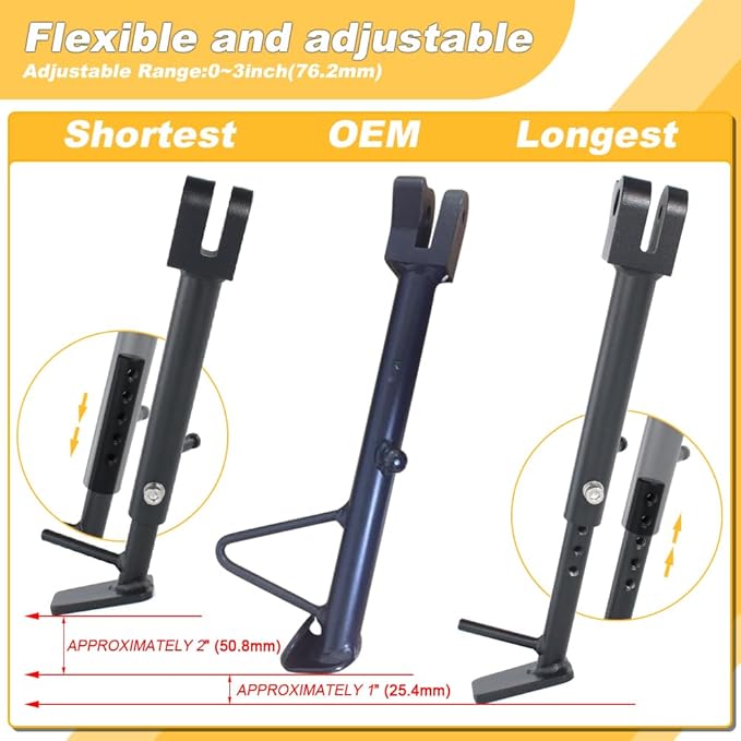 0-3'' Motorcycle Adjustable Kickstand Compatible with Royal Enfield Himalayan 411 2020-2023, Scram 411 2023-2024 Adjustable Side Stand Kickstand