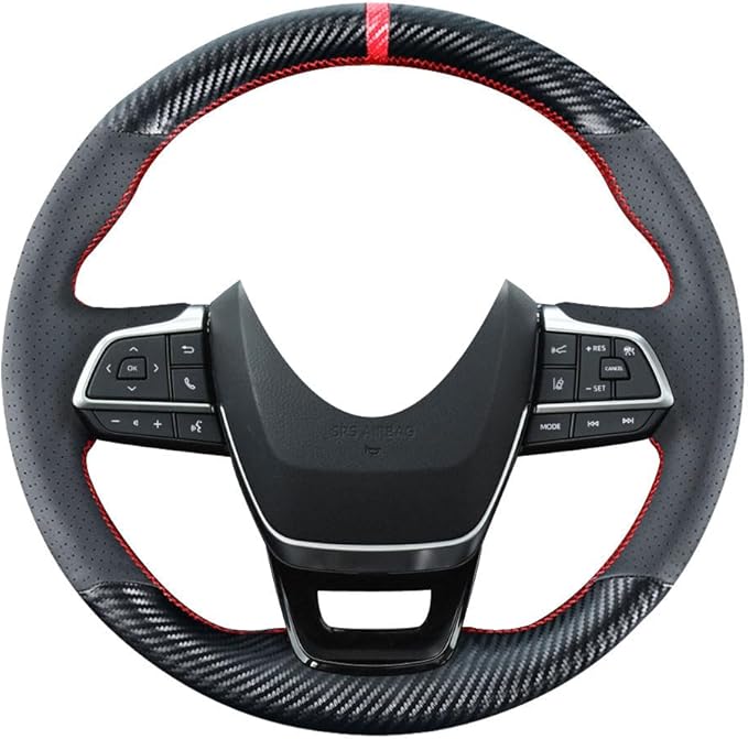 DIY Stitching Carbon Fiber Steering Wheel Covers for Toyota Highlander SUV 2020-2025 / Sienna Minivan 2021-2025 Sew Leather 15 inches Interior Accessories