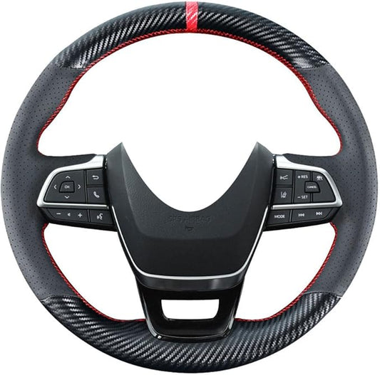DIY Stitching Carbon Fiber Steering Wheel Covers for Toyota Highlander SUV 2020-2025 / Sienna Minivan 2021-2025 Sew Leather 15 inches Interior Accessories
