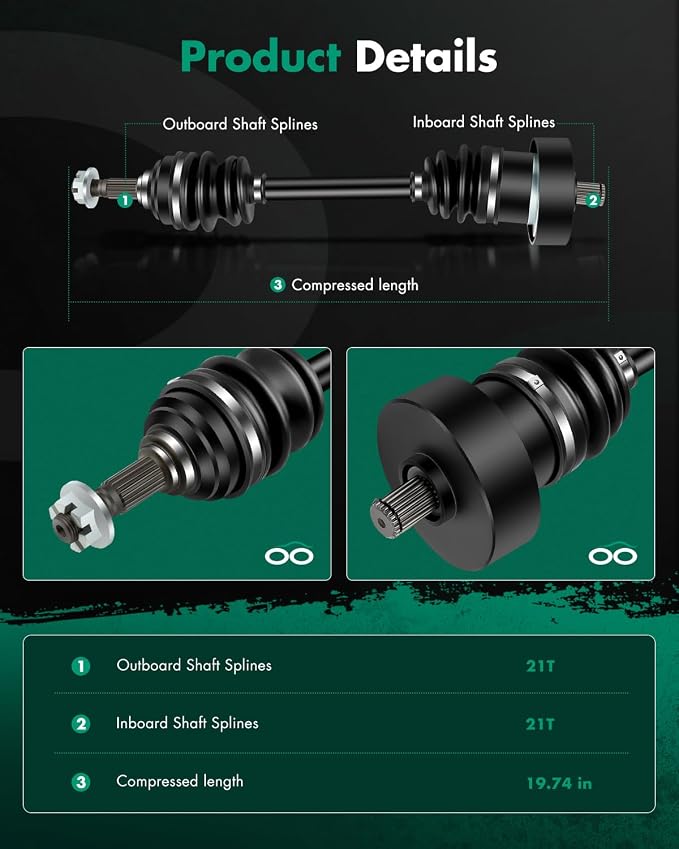 SCITOO Front Left Right CV Axle Shaft Assembly Fit 2002-2004 for Arctic 250 2002-2004 for Arctic 300 2002 for Arctic 375 2002-2004 for Arctic 400 2002forArctic500 1502-530 1502-528