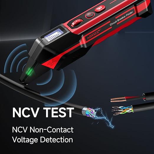 NOYAFA Rechargeable Circuit Breaker Finder with LCD Display & GFCI Outlet Tester, NCV AC Electric Tester Circuit Tracer, Adjustable Sensitivity, Flashlight- NF-824