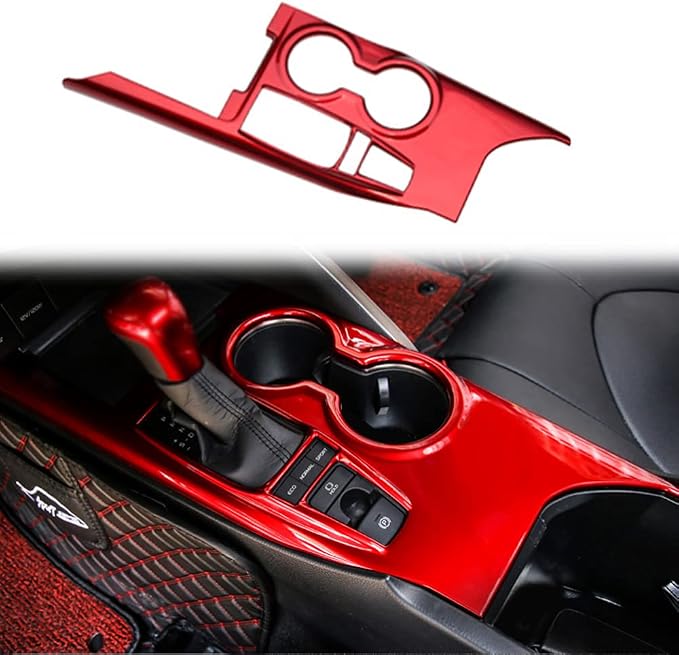 Rifoda for 2018 2019 2020 2021 2022 Toyota Camry ABS Accessories Center Console Gear Shift Panel Cover Fit for Carmy LE SE TRD SE-Nightshade Editon Interior Trims Red