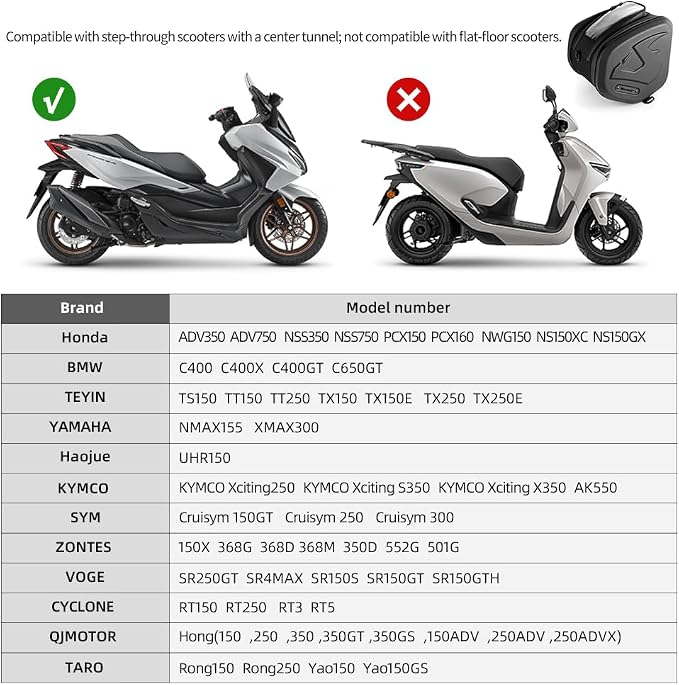 Rhinowalk Motor Scooter Tunnel Bag, 16L Hard Shell Storage Bag for Step-Through Scooters with Center Tunnel, Motorcycle Fuel Tank Storage Bag with Touchscreen Pocket & Rain Cover