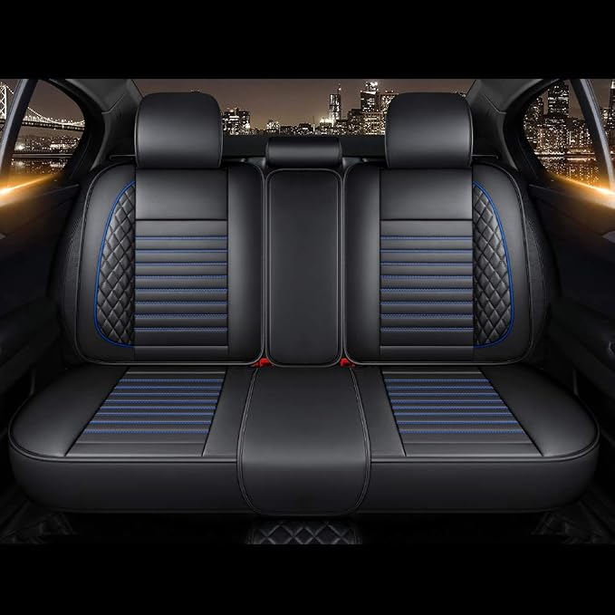otoez Universal Car Seat Covers Full Set 5 Seat Waterproof Automotive Seat Protector Auto Cushion Cover Compatible with Most Honda Toyota Chevy Ford Vehicles,Trucks,SUV (Blue+Black)