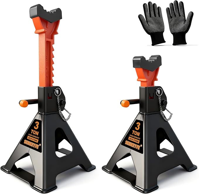 3 Ton (6,600 LBs) Jack Stands with Crossbars,Double Pin Locking,Rubber Cover,Large Foot Base,12"-16" Adjustable Height,Heavy Duty Car Jack Stands,Lifting SUV,MPV,Pickup Truck,ATV/UTV,2 Pack