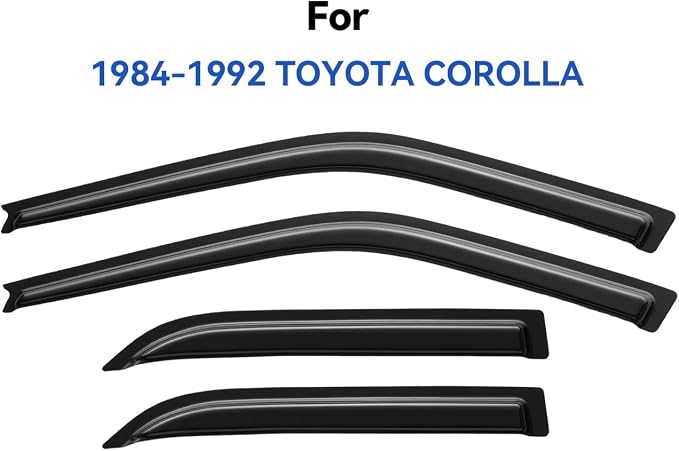 Window Visors Rain Guards Shield for 1984-1992 Toyota Corolla, Out-Channel Window Vent Wind Deflectors Visors Shades for 84-92 Corolla