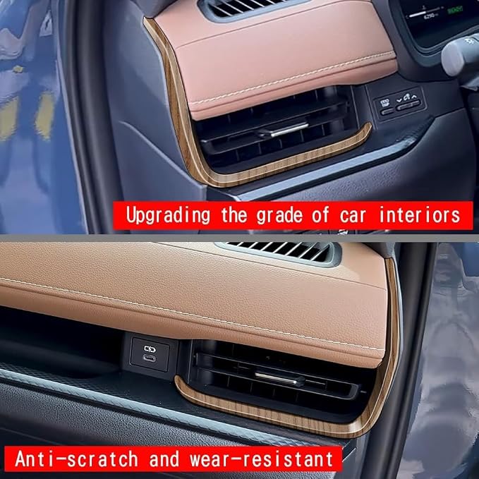 2Pcs Left and Right Outlet Lower Trim Cover Compatible with Toyota Grand Highlander 2024 2025 2026 Fit for 2024-2026 Grand Highlander ABS Accessories(Wood Grain)