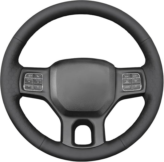 MEWANT Black Smooth Embossed Artificial Leather Steering Wheel Cover for Dodge RAM 1500 2012-2018 1500 Classic 2500 3500