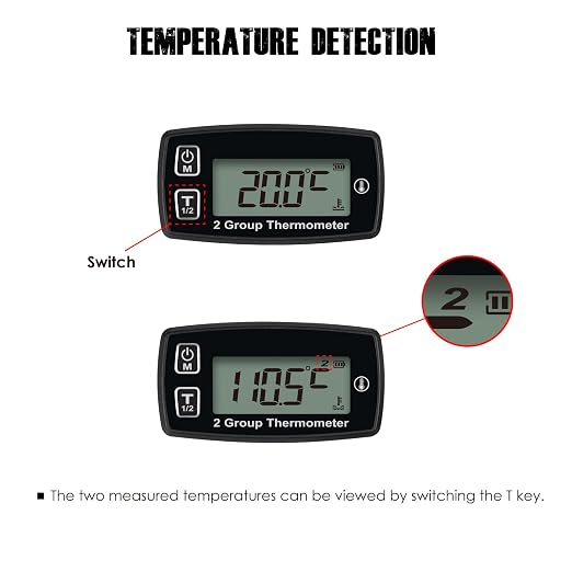 LCD Display Digital Engine Temperature Gauge Thermometer Waterproof Thermometer is Designed to Measure Engine Temperatures Such as Ships,Lawn Mowers,Snowblowers,Chainsaws,etc