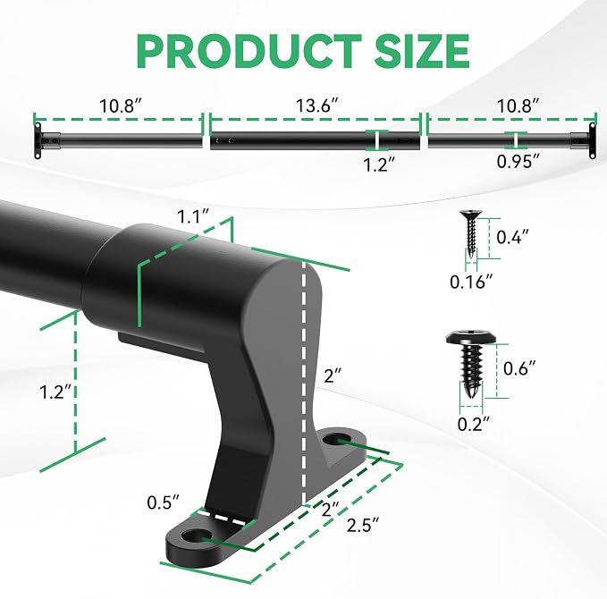 RV Screen Door Handle Grab Bar, 19.9" to 32.3" Adjustable Aluminum Camper Screen Door Crossbar, Sturdy Non-Slip Grip Ergonomic Universal Fit for Motorhome Camper Travel Trailer (Black)