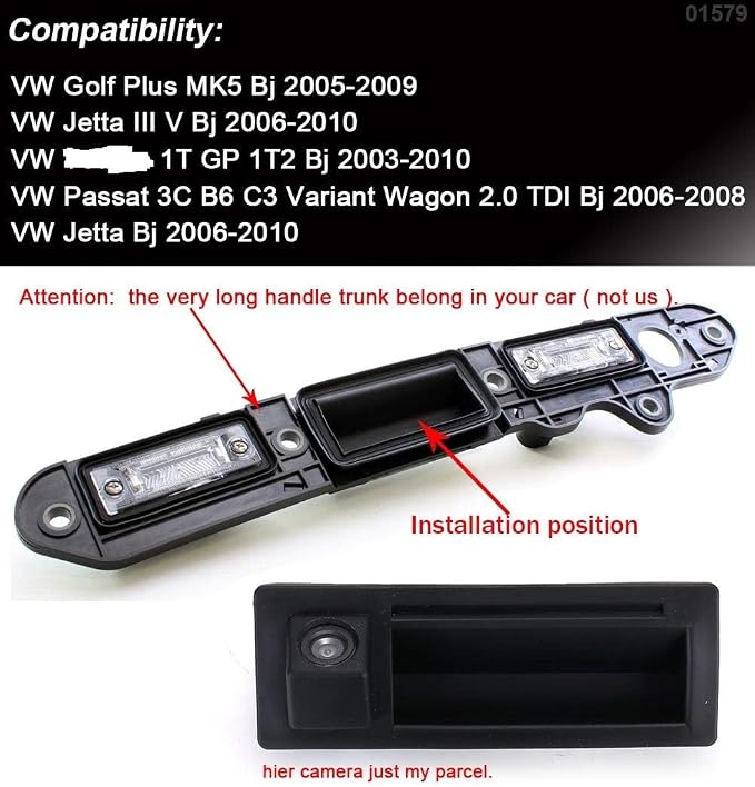 Vehicle Trunk Handle Tailgate Rear View Back up Camera Parking Reverse Camera Replacement for VW Golf Plus MK5 Jetta III V 1T GP 1T2 Passat 3C B6 C3 Variant Wagon