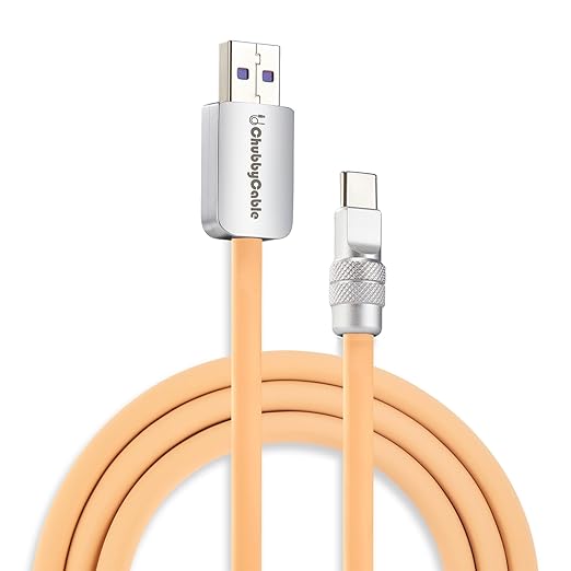 chubbycable Chubby 2.0 USB C 120W Fast Charging Cable Silicone Soft Durable USB C Cable Extra Thick Charger Cord Compatible with iPhone 17-15 Series iPad, Desert, USB-A to Type-C, 19.6FT