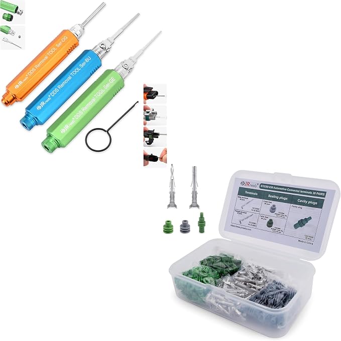 JRready DDS Metal Storage Handle Pin Removal Tool Kit for Weather Pack Metri-Pack Connectors + ST6380-030 Weather Pack Terminal Kit Pins & Sockets 12124582/12124580 14-18AWG F-Crimp Contacts