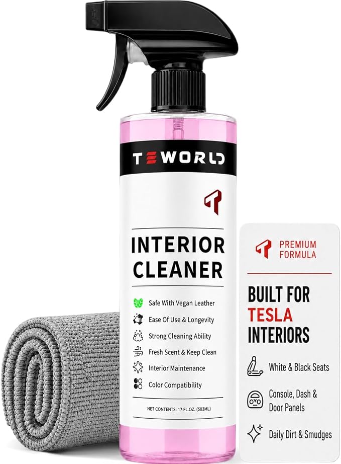 Tesla Seat Cleaner & Stain Remover, Tesla Interior Cleaner for White & Black Vegan Leather | Tesla Model Y Juniper Accessories 2026 & Tesla Model 3 Accessories, S/X/Cybertruck