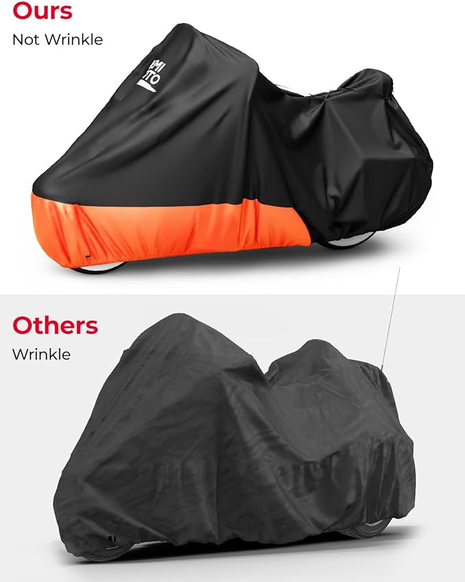 KEMIMOTO Heavy Duty 420D Motorcycle Cover Fits Side Top Box Waterproof Outdoor Compatible with Touring, Touring Ultra Limited Road King Street Glide Road Glide All Weather Dust Sunlight Rain Cover