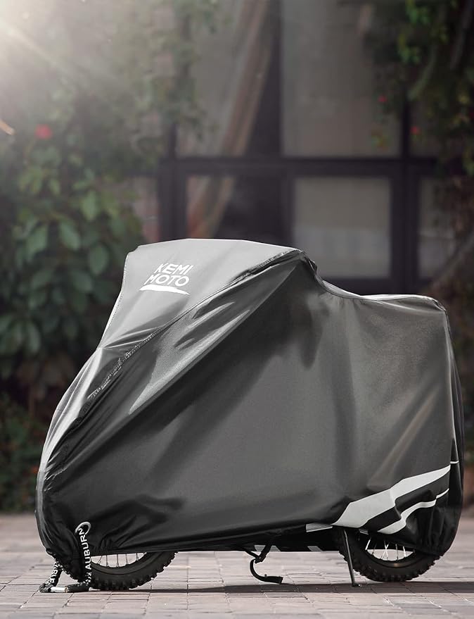 KEMIMOTO Motorcycle Cover Compatible with Surron X Waterproof Protective Cover Surron X160 X260 All Weather Mini Motorcycle Rain Cover Sunlight Dust with Windproof Buckle,Black