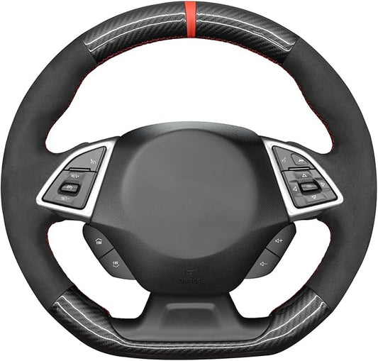 MEWANT for Camaro Steering Wheel Cover 2016-2024 Hand-Stitched for Chevy Camaro Car Steering Wheel Wrap
