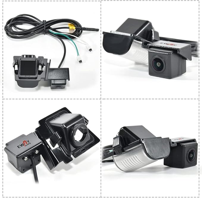 EWAY Safety Backup Rear View Camera for Jeep Wrangler 2007-2018 Reverse Reversing License Plate Camera & for Jeep Wrangler JK Backup Camera Video in-Dash Radio Wire Input Harness AV Plug to Display