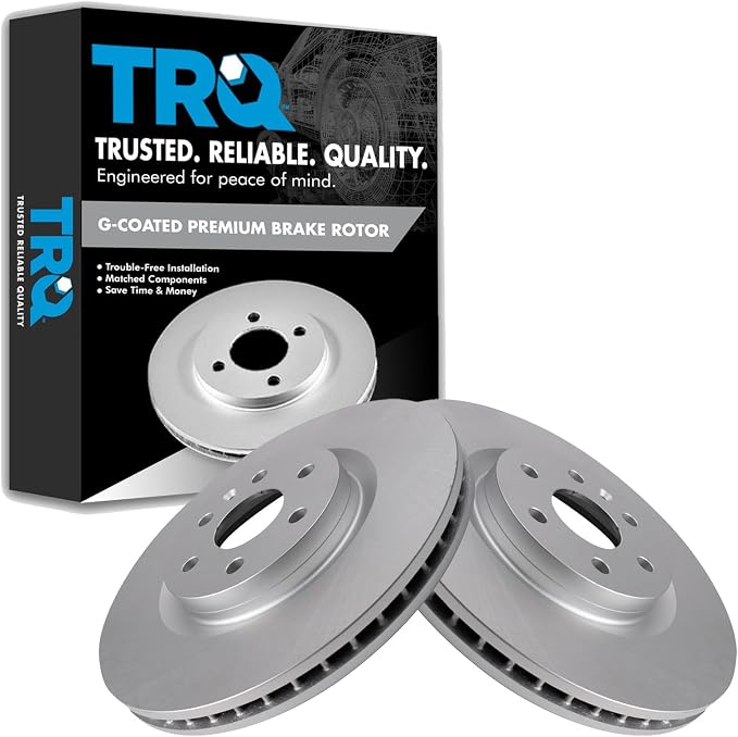 TRQ Front Brake Rotor Set G Coated Vented Compatible with 2010-2016 Cadillac SRX 2011 Saab 9-4X
