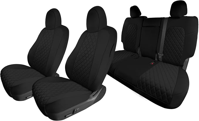 FH Group Custom Fit Car Seat Covers Specifically Made for 2020-2025 Tesla Model Y Ultraflex Neoprene Water Resistant Automotive Seat Covers - Full Set Black