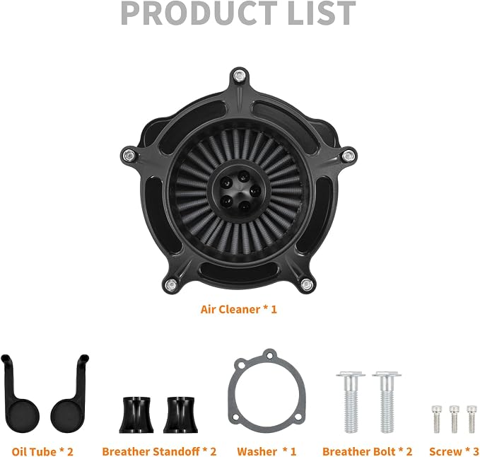 Air Cleaner Filter Aluminum Fit for Harley Touring Road King Street Glide Softail Sportster Dyna (Black Housing Grey Element, A For Sportster XL 04-22)