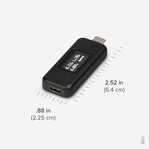 Plugable USB C Power Meter Tester for Monitoring USB-C Connections - Digital Multimeter for USB Type C Cables, Laptops, Phones, Chargers - Driverless