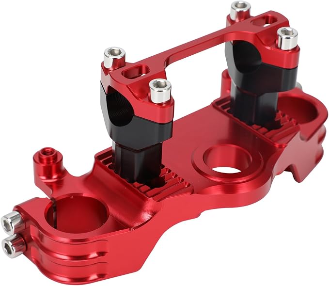 Motorcycle Top Triple Clamp 7/8" 22MM Upper Triple Tree Bar Mount with Risers Set CNC for CRF110 CRF110F 2013-2024 CRF125F CRF125FB 2019-2024 CRF 110F 125F 125FB Red