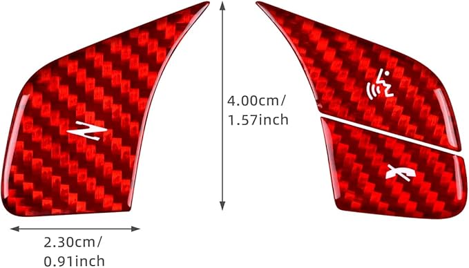Real Carbon Fiber Steering Wheel Button Covers - for Corvette C8 2020 2021 2022 2023 Carbon Fiber Accessories, Durable Anti-Scratch Protective Accessories (Without Heating Button, Red)