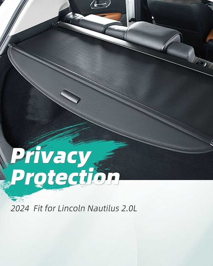 SCITOO Cargo Cover 2024 Fit for Lincoln Nautilus 2.0L Upgraded Retractable Rear Trunk Cover with Aluminum PVC&Plastic
