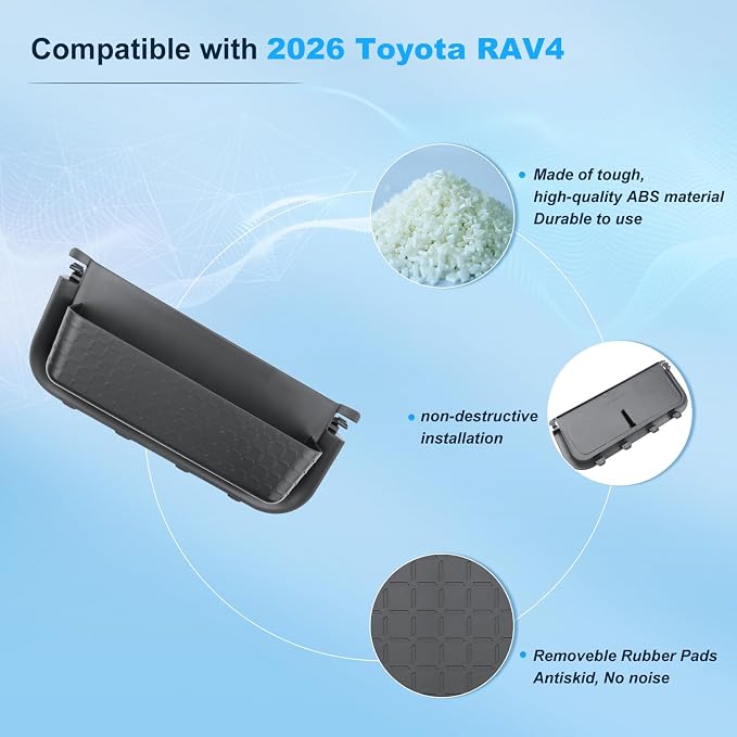 BIXUAN 2026 RAV 4 Trunk Side Storage Box for 2026 Toyota RAV 4 (6th Gen), TPE Rear Cargo Side Organizer Tray, Waterproof & Anti-Rattle Trunk Nook Bin, 2026 RAV 4 Interior Accessories