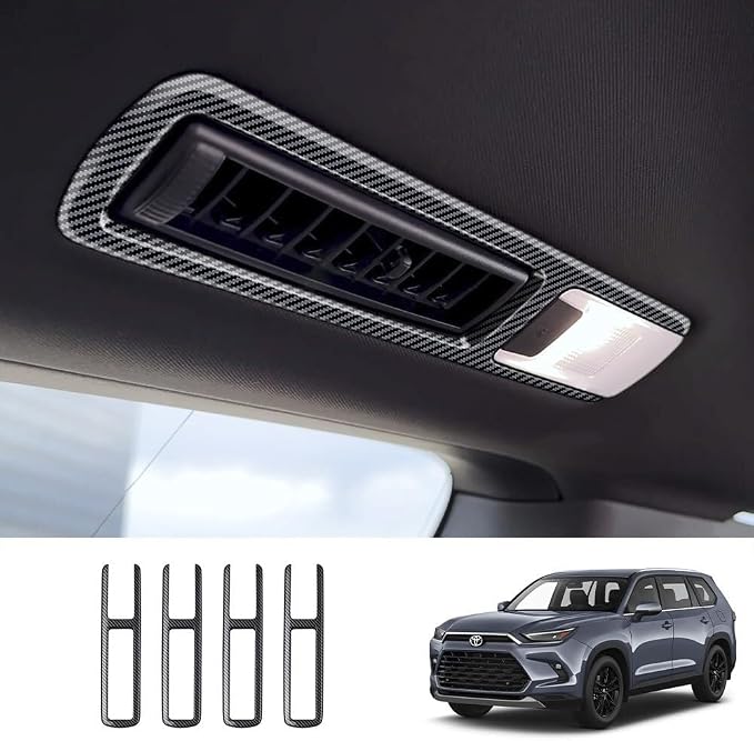 4Pcs Second and Third Row Air Outlet Frame PanelCompatible with Toyota Grand Highlander 2024 2025 2026 Fit for 2024-2026 Grand Highlander ABS Accessories(Carbon Fiber)