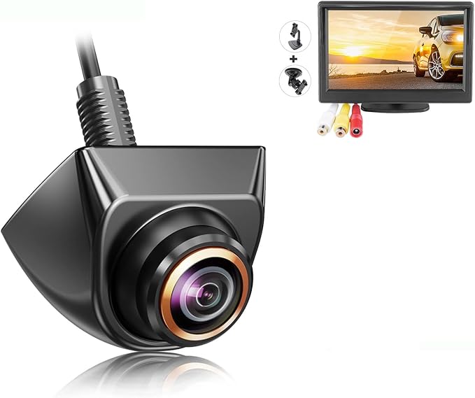 GreenYi AHD Monitor Camera Set, 800x480 HD TFT Monitor + Universal 720P Rear Front Side View Camera
