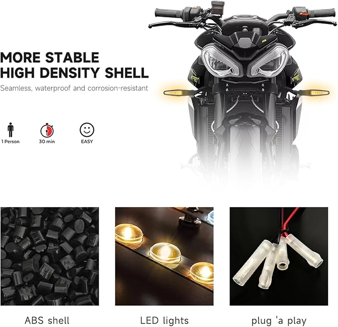 2PCS Motorcycle Flowing Turn Signal Lights LED Indicator for Street Triple S 660cc / Street Triple R RS/Speed Triple 1200 RS/Tiger 765 900 Front and Rear Universal Turn Signal Lamps