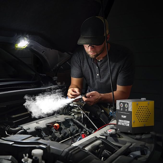 Solary Smoke Machine Automotive Tool - Fuel Leak Detectors Tester | Built-in Air Compressor Motor
