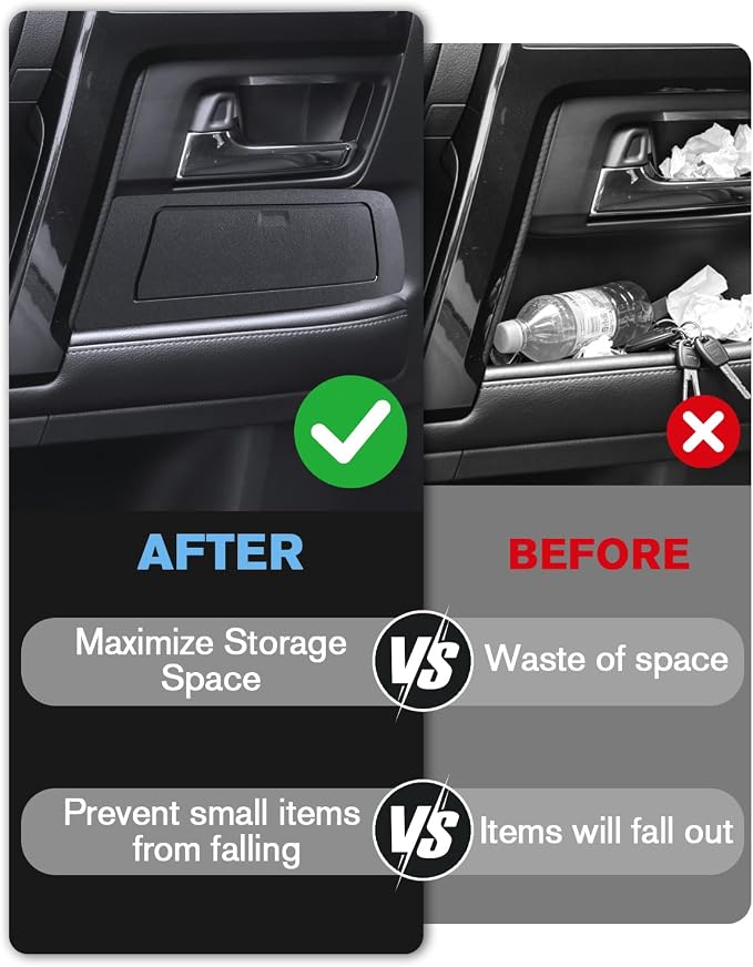 For 2PCS Center Console Toyota 4Runner 2010-2024 Door Built-in Hidden Storage Box Pop-Up Lid Door Side Organizer, Side Door Storage Box Glove Organizer Tray Door Handle Storage ABS Material