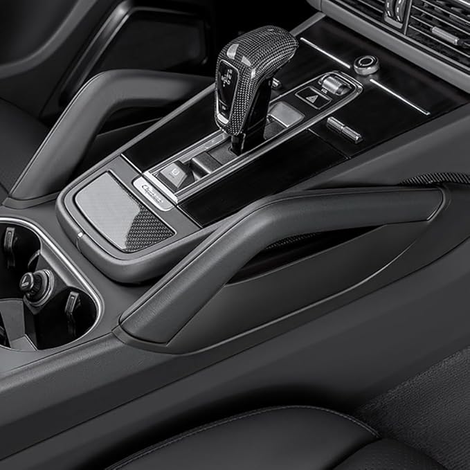 Car Center Console Armrest Side Storage Box Mobile Phone Box Holder Organizer Cover Trim for Porsche Cayenne 2018-2026 Car Accessories (Black)