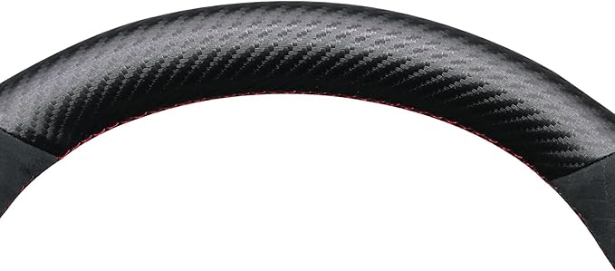 MEWANT Hand Stitch Matte PU Carbon Fiber Embossed Suede Steering Wheel Cover for Tesla Model Y 2023 Model 3 2017-2023