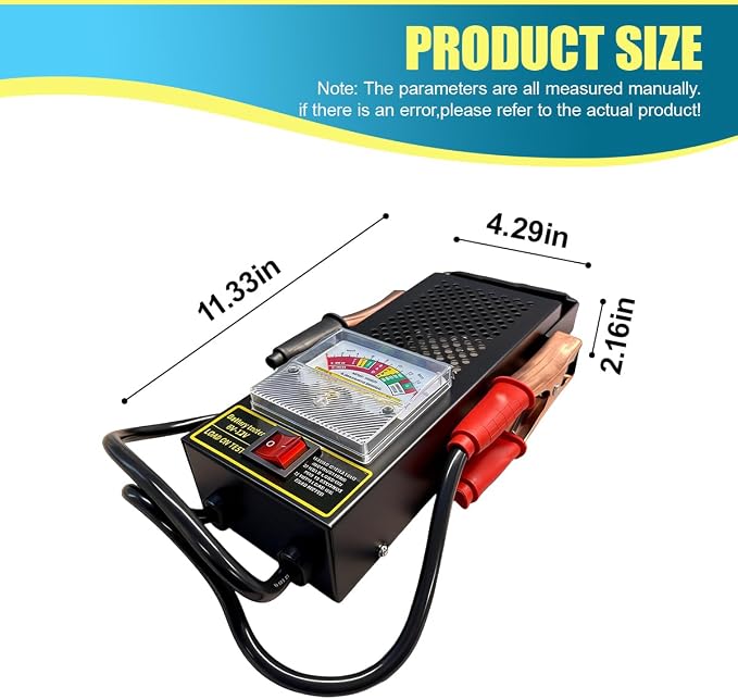 Car Battery Load Tester, 6V 50AMP/12V 100AMP Alternator Voltage Tester with Alligator Clips, Automotive Battery Health Checker Diagnostic Tool for Cars/RVs/Motorcycles/ATVs/Boats (Black)
