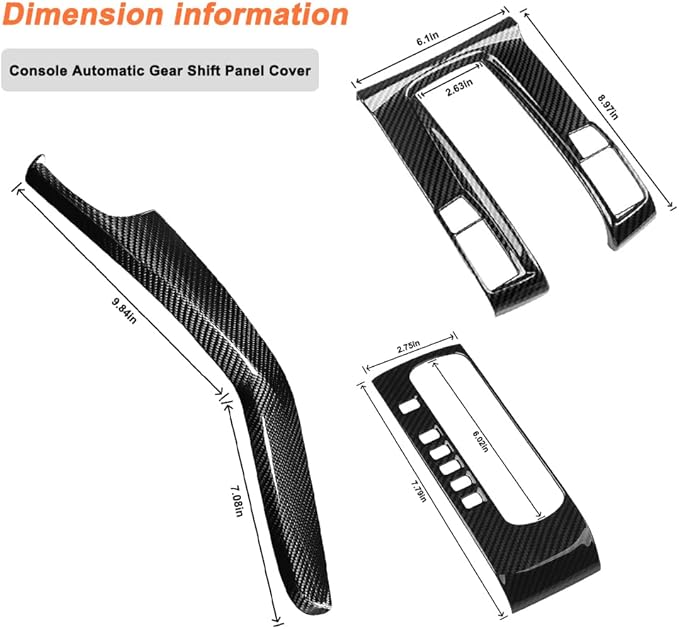 Center Console auto Shift Panel Cover Trim Cover kit Compatible with Honda Civic 2016-2021 Sedan Interior ABS Carbon Fiber (4 Pcs)(Adapted to Left Rudder-Hand Steering Wheel)