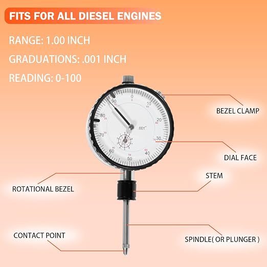 6434 Sleeve Height and Counter Bore Gauge Fits for All Diesel Engines, Range: 0-1.00" Graduation: 0.001" Reading: 0-100