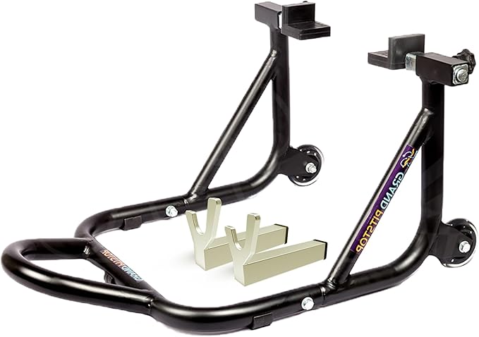 GRAND PITSTOP Motorcycle Stand, Paddock Lift Stand for Rear Wheel with Fork & Swingarm Spool,Weight Capacity 529 lbs/240 Kg's, Dismantable Stand, for Honda Kawasaki Suzuki Motorcycles, Black