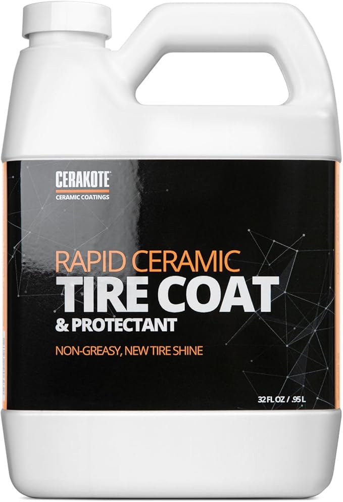 CERAKOTE® Rapid Ceramic Tire Coat - Long-Lasting Deep Black Tire Shine | Lasts up to 10X longer than traditional tire dressings with a natural satin and a no-sling ceramic finish. Car, truck, & SUV