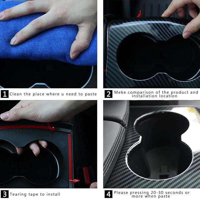 OBL Interior Cup Holder Cover for Tesla Model S Mode X 2016-2020 Car Accessories ABS Imitation Carbon Fiber Inner Decoration (Pack of 2)