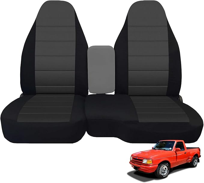 SAPUBK Custom-Fit Front Seat Covers Without Console Replace for 1991-1997 Ford Ranger Pickup 60/40 High Back Seats, Knitted Fabric Composite Soft Foam Lining Airmesh Breathable Seat Cover Cushion