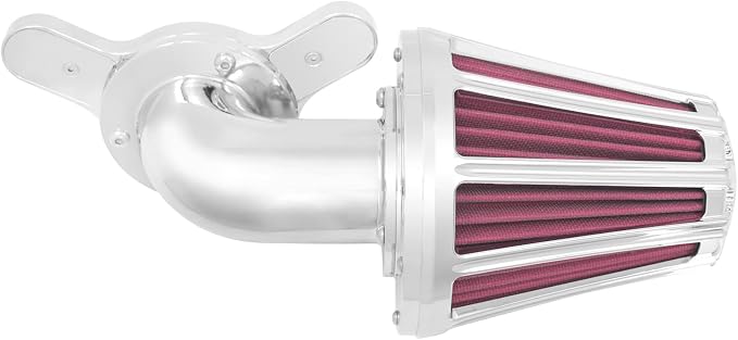 Air Cleaner Filter 90° Forward-Facing Intake Kit CNC Fit for Harley Touring Softail Dyna Sportster XL (Chrome Housing Red Element, C For Touring 08-16,Softail 16-17,Trike 08-16)