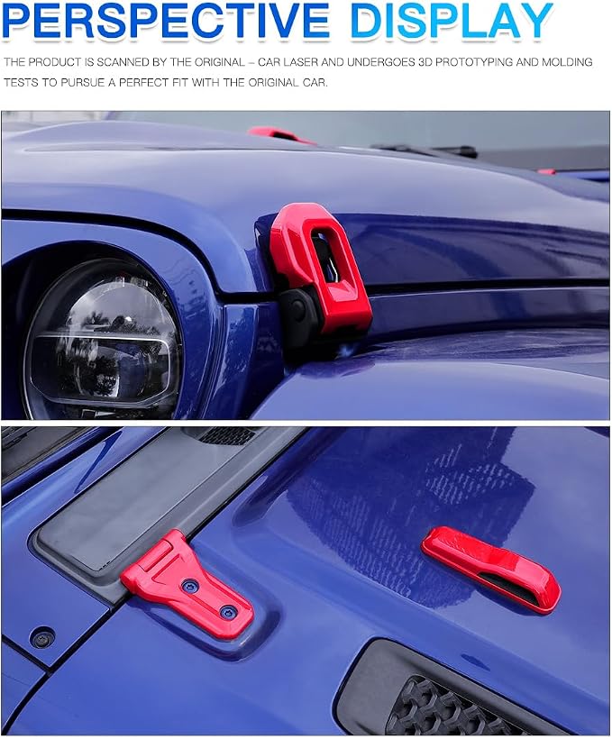 Barong for Jeep Wrangler JL JLU 2018-2025 Accessories Exterior Decoration Door Hinge Handle Engine Hood Hinge Hood Latch Wheel Eyebrow Side Air Outlet Rear Window Hinge Cover 26PCS Full Set(Red)